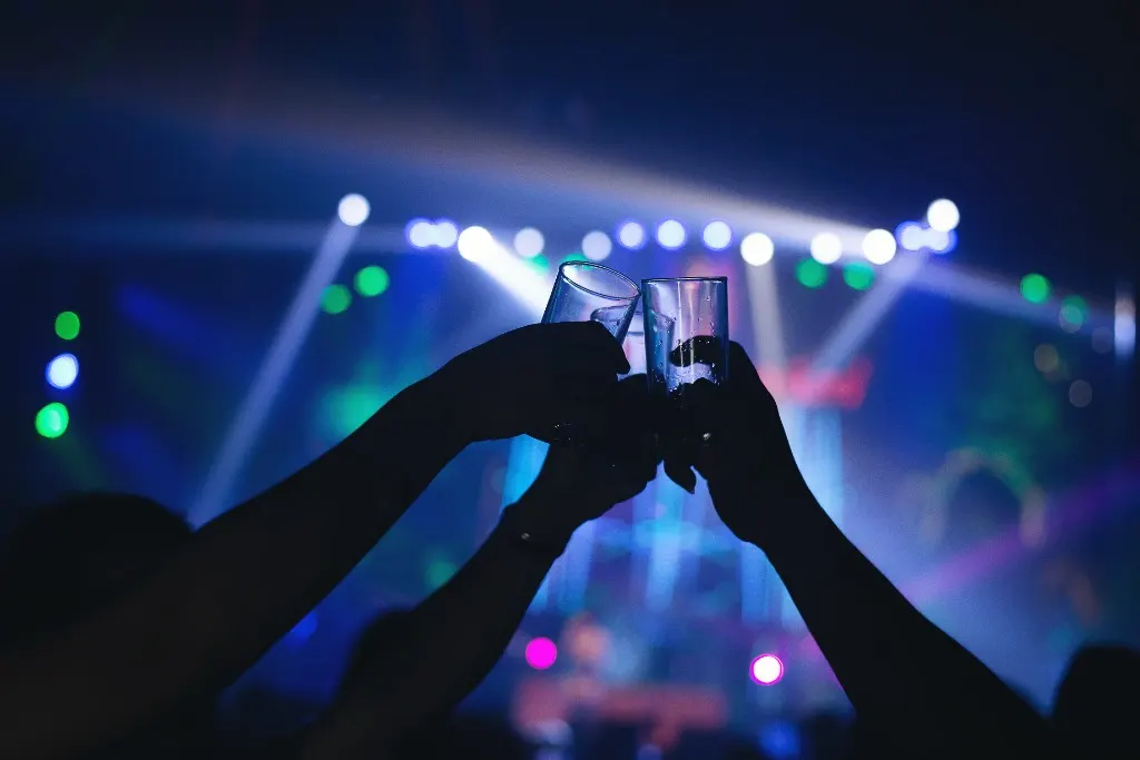 Friends enjoying a modern nightlife venue